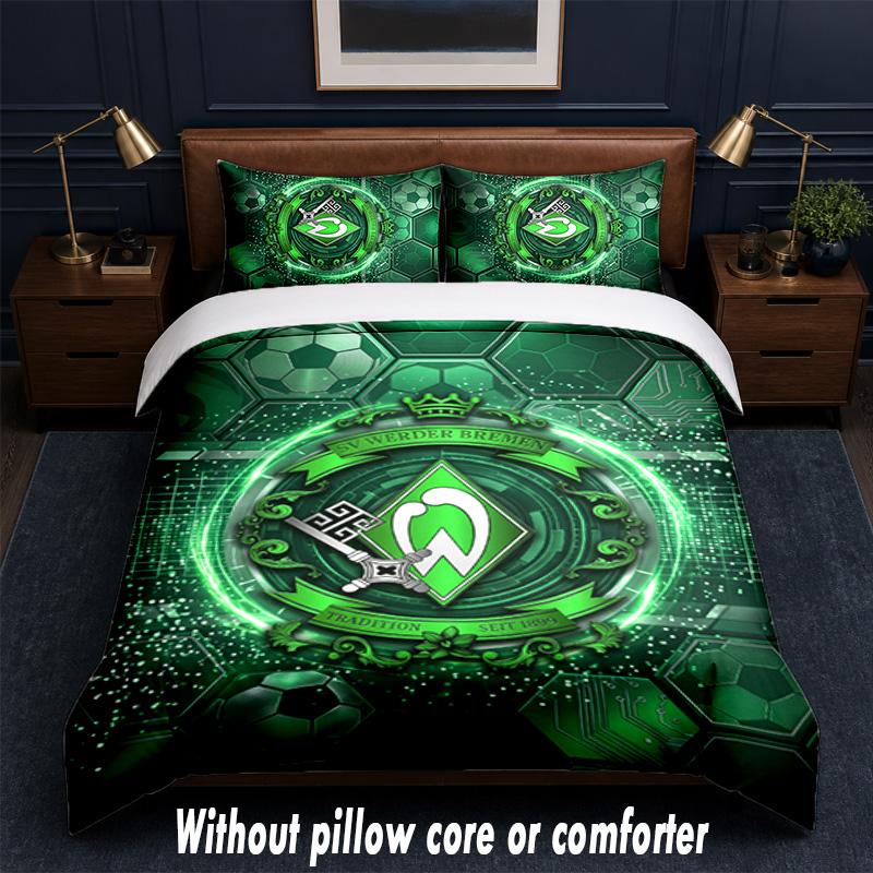 Werder Bremen Football Design Bed Bedding Set 1 Duvet Cover + 2 Pillowcases Soft Breathable Household Bed Linens