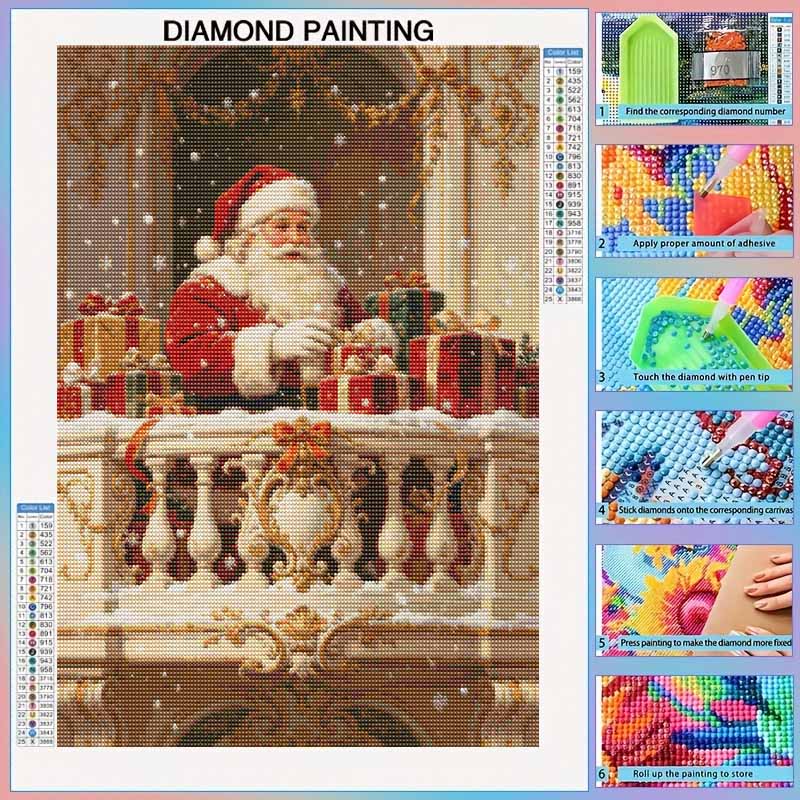 DIY 5D Diamond Painting Kit Santa Claus Full Drill Rhinestone Art Canvas Relaxing Creative Craft for Home Wall Decor and Gift