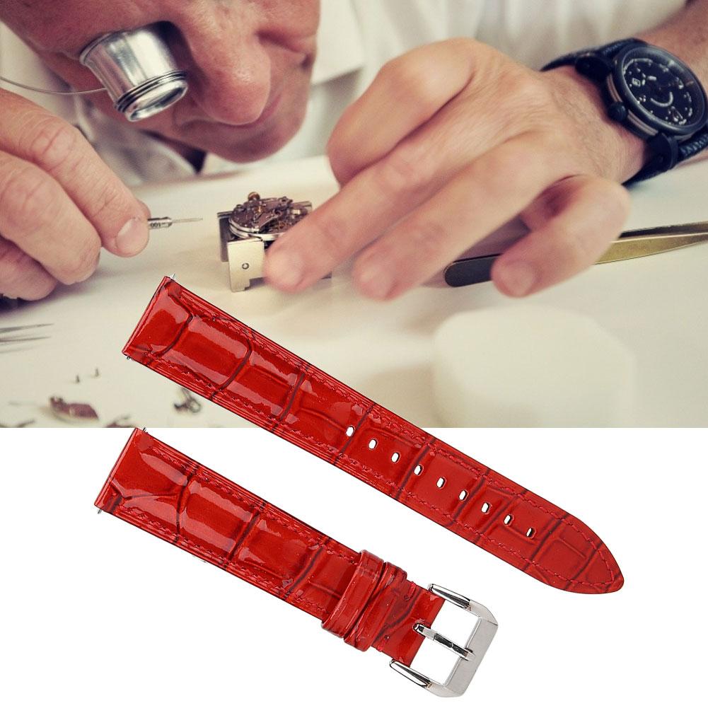 Universal Men Women Adjustable PU Leather Watch Band Strap Replacement 18mmRed