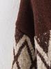 Retro Coffee V-Neck Jacquard Knit Cardigan - Elegant Long Sleeve Button Sweater (2026 European & American Style)