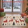 1pc, 2D Flat Printing, Retro Christmas Reindeer Christmas Tree Printed Floor Mat, Holiday Door Carpet, Non-Slip And Machine Washable Easy To Clean Pol