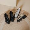 Silver Mary Jane shoes women's pearl one-word thick-soled light-mouth single shoes women's small fragrant wind round head thick heel jk shoes