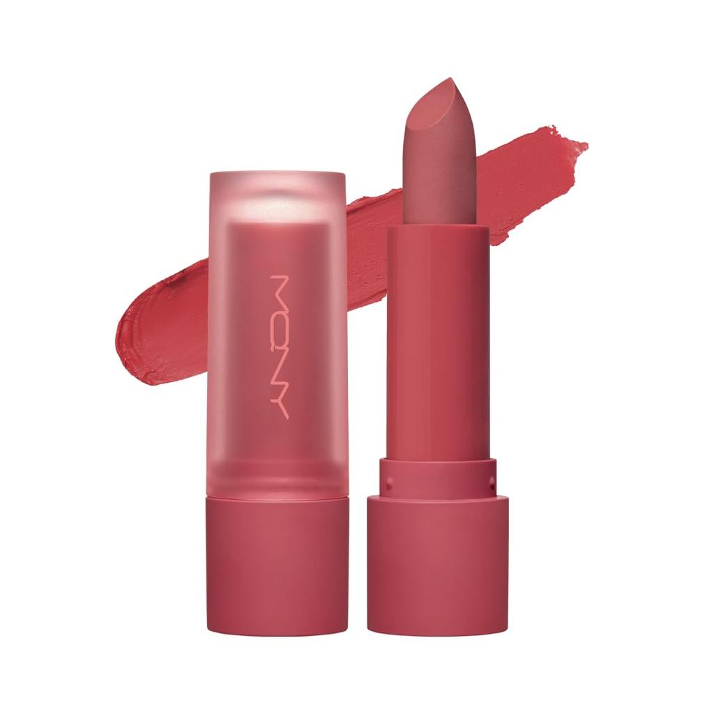 MACQUEEN NEWYORK Puder Matter Lippenstift Lippenstift Matt Hochpigmentiert Hohe Haftung Farbecht Koreanische Kosmetik Rot Rot 3,5g Langanhaltend (#05
