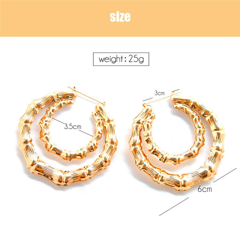 Large Bamboo Earrings Hip-Hop Earrings Ladies Hoop Hoops Ear