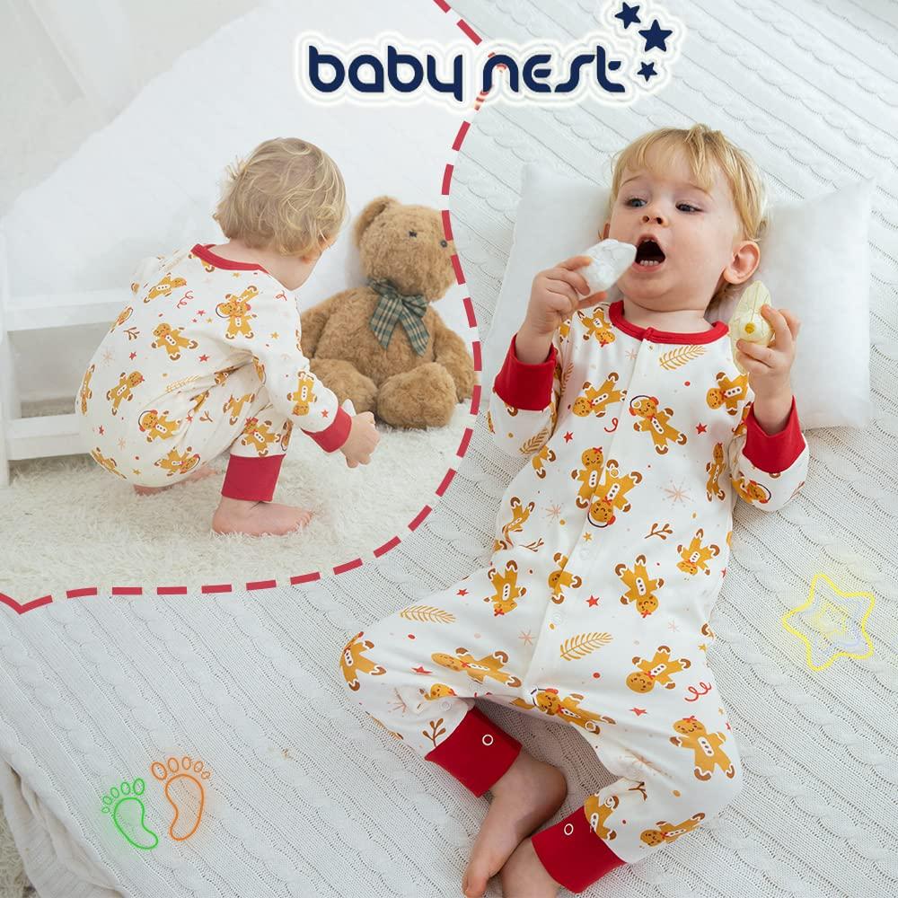 Baby Nest Baby Clothes Boys Rompers 80 Coveralls Front Opening Long Sleeves Cute Cotton Pajamas 100%