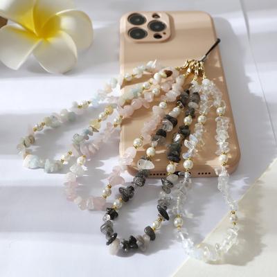 Creative Personalized Minority Creative Beaded Mobile Phone Charm New Women's Clothes Natural Stone Amethyst Gravel Mobile Phone Lanyard