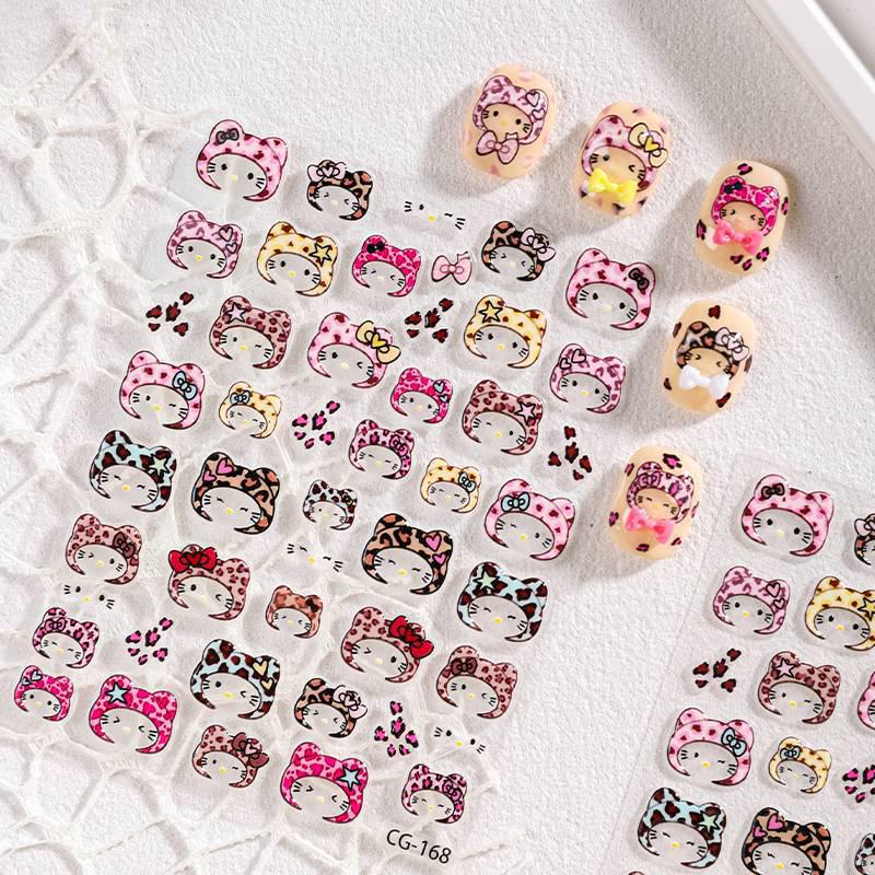 

KT Cartoon Headgear Nail Art: Cute 3D Hello Kitty Stickers for DIY Designs