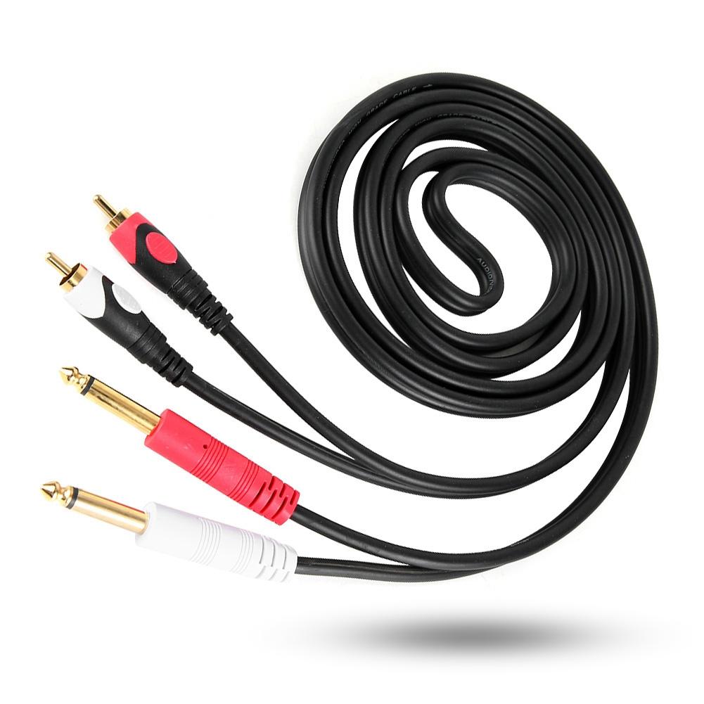 For 2RCA To Double 6.35 Interface Audio Guitar Line Dual Male Jack Cable