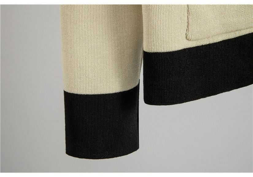 Koreanisches Frühherbst-Farbblock-Strick-Cardigan & Weitbeinige Hosen-Set für Damen - Lockeres V-Ausschnitt-Oberteil Außenbekleidung Zweiteilig