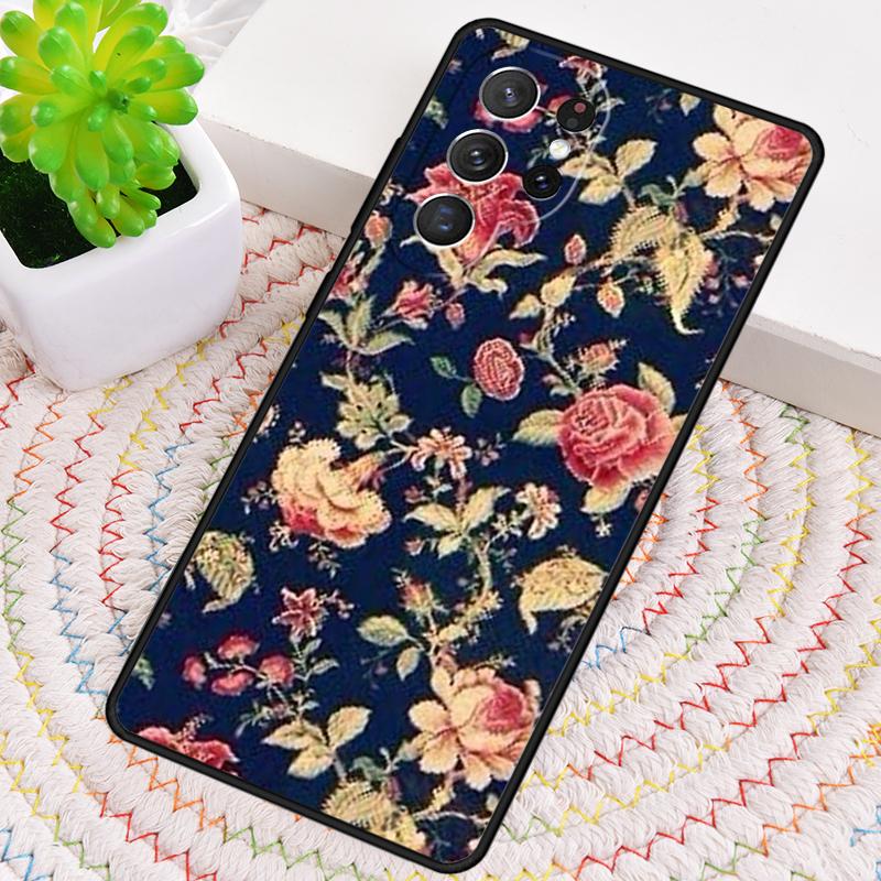Elegant Vintage Floral Rose Phone Case for Samsung Galaxy Note 10 Pro S26 Ultra S23 S24 FE S25 S21 S22 PLUS Shockproof Cove