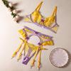 Nouveau ensemble de lingerie populaire de haute qualité pour femmes, soutien-gorge à broderies florales, transparent, sexy, avec nœud