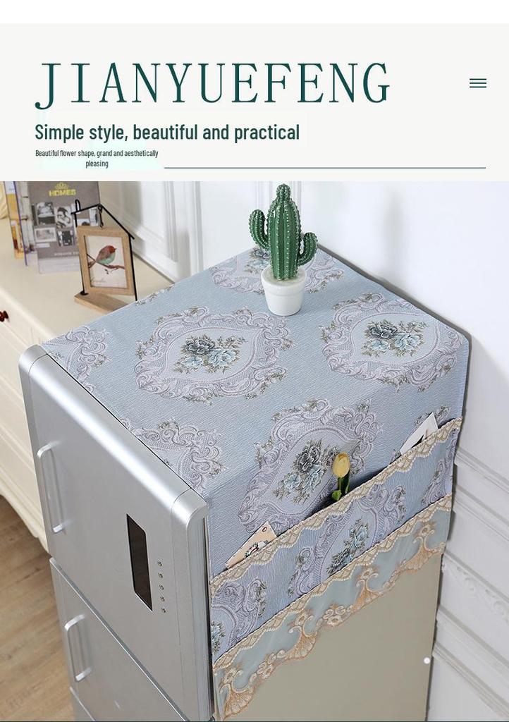 2026 Lace Refrigerator Dust Cover with Storage Pockets - Breathable Heat Dissipation for Single/Double Doors