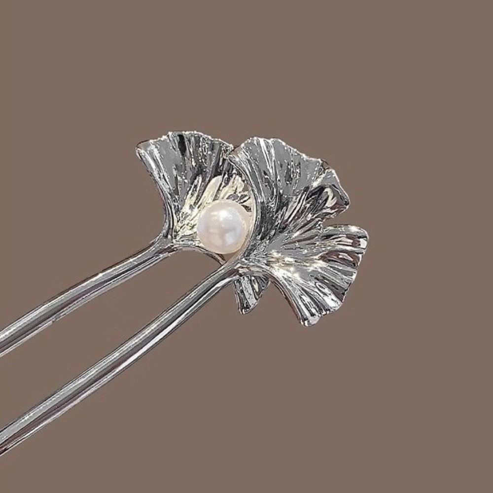 U Shape Ponytail Clip Ginkgo Biloba Pattern Headdress Accessories Elegant Chinese Hairpin  Women