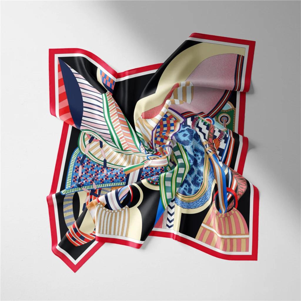 53cm Design Brand Square Scarf Woman  New Silk Scarf Women Bandana Luxury Headband Hijab Foulard Neckerchief