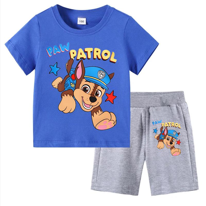 Paw Patrol Kids Set Boys Short Sleeve T-Shirt +Shorts 2-Piece Outfits Boys Cartoon Suit Casual Children Clothes For Summer