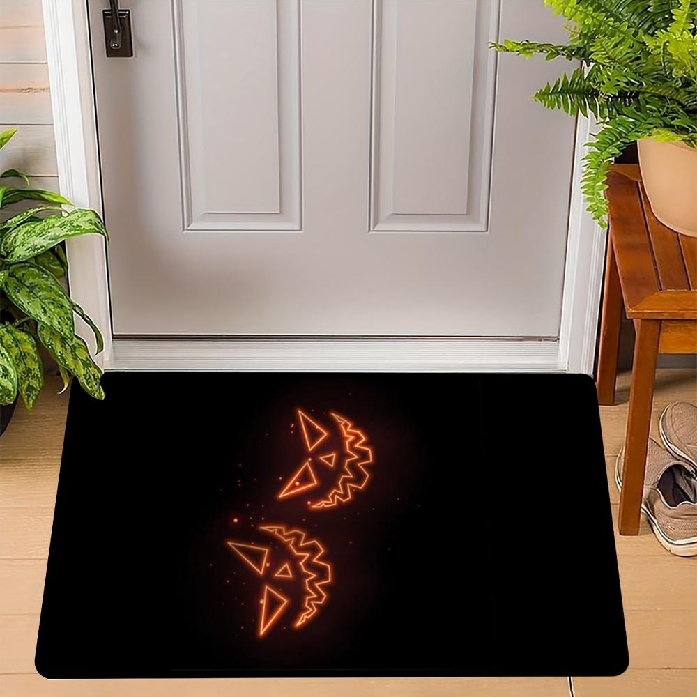 Halloween Bat Pumpkin Carpet Soft Flannel Mat Rug Home Decoration Spider Web Horror Atmosphere Party Non-Slip Floor Decor