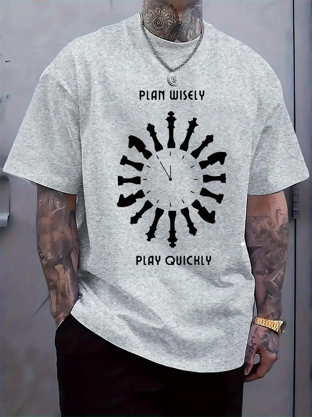 

Chess Strategy Graphic T-shirt - Plan Wisely Play Quickly Print XXL