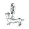 WOSTU 925 Sterling Silver Dachshund Pendant Necklace 18K Gold Pet Paw Chain Link Dog Charm Bracelets Earrings Ring For Pet Lover