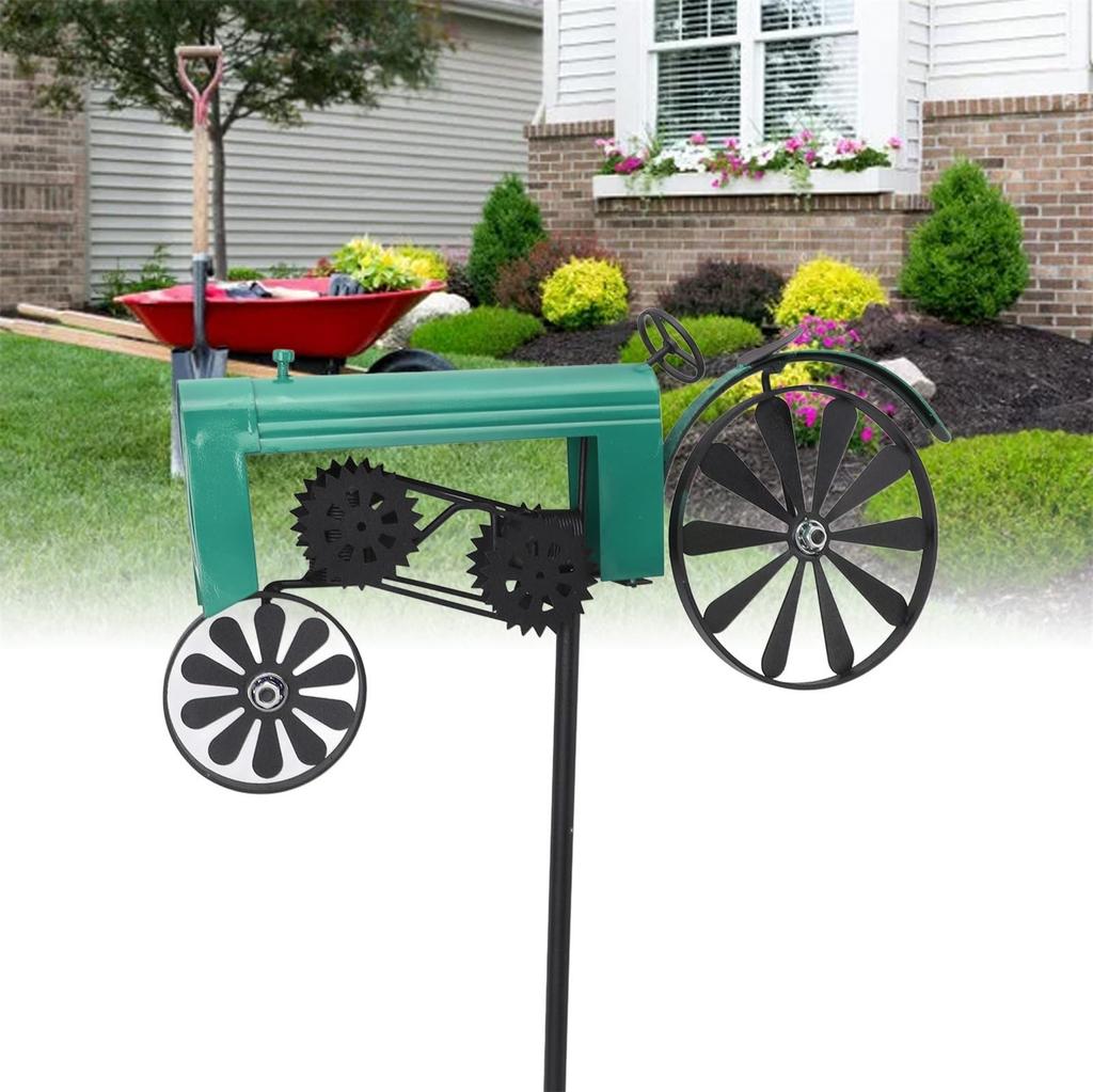 Wiatr Traktora, Metalowa Dekoracja Młyna Wiatrowego na Zewnątrz z Obrotowymi Kołami w Stylu Vintage do Ogrodu, Klombu Kwiatowego, Energia, Rustykalny Wygląd