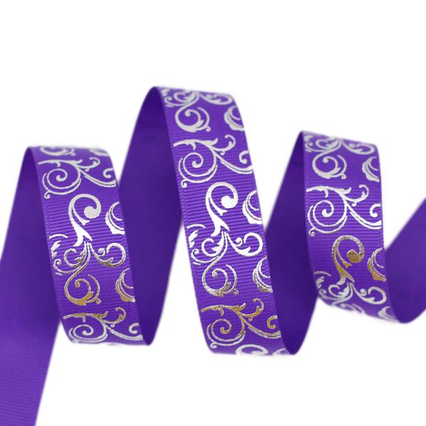 (10 yards/lot) 25mm White Silver Hot stamping grosgrain ribbon gift wedding ribbons