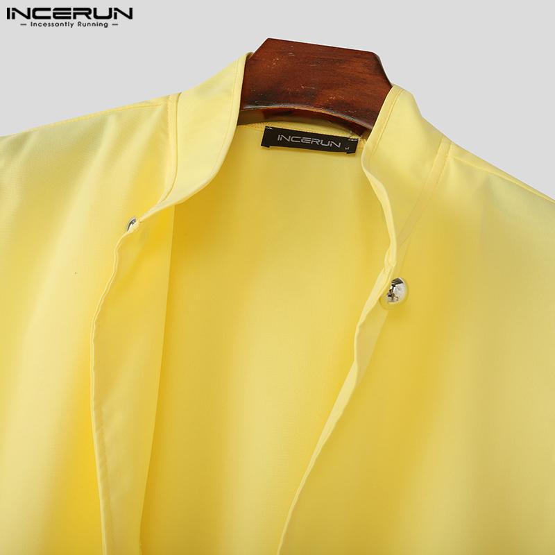 INCERUN Men Satnd Neck Sleeveless Open Front Decorative Buttons Casual Long Cardigan
