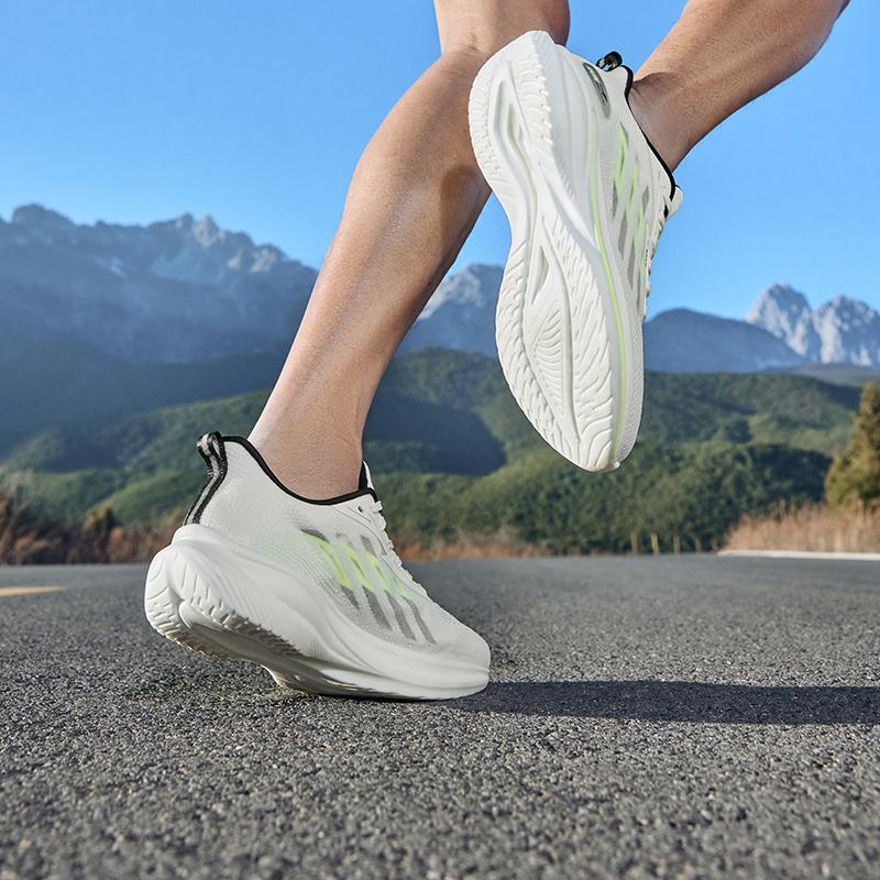Erke Water Drift 5 Plus Comfortable Breathable Shock Absorbing Lightweight Low Top Running Shoes Men Sneakers White Green Black 51124203093-003
