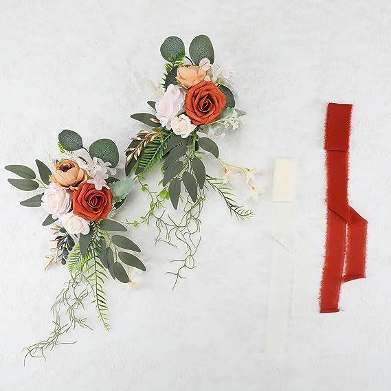 Western-Style Wedding Chair Back Flower Groom And Bride Decoration Outdoor Arched Door Mori Simulation Festive And Romantic