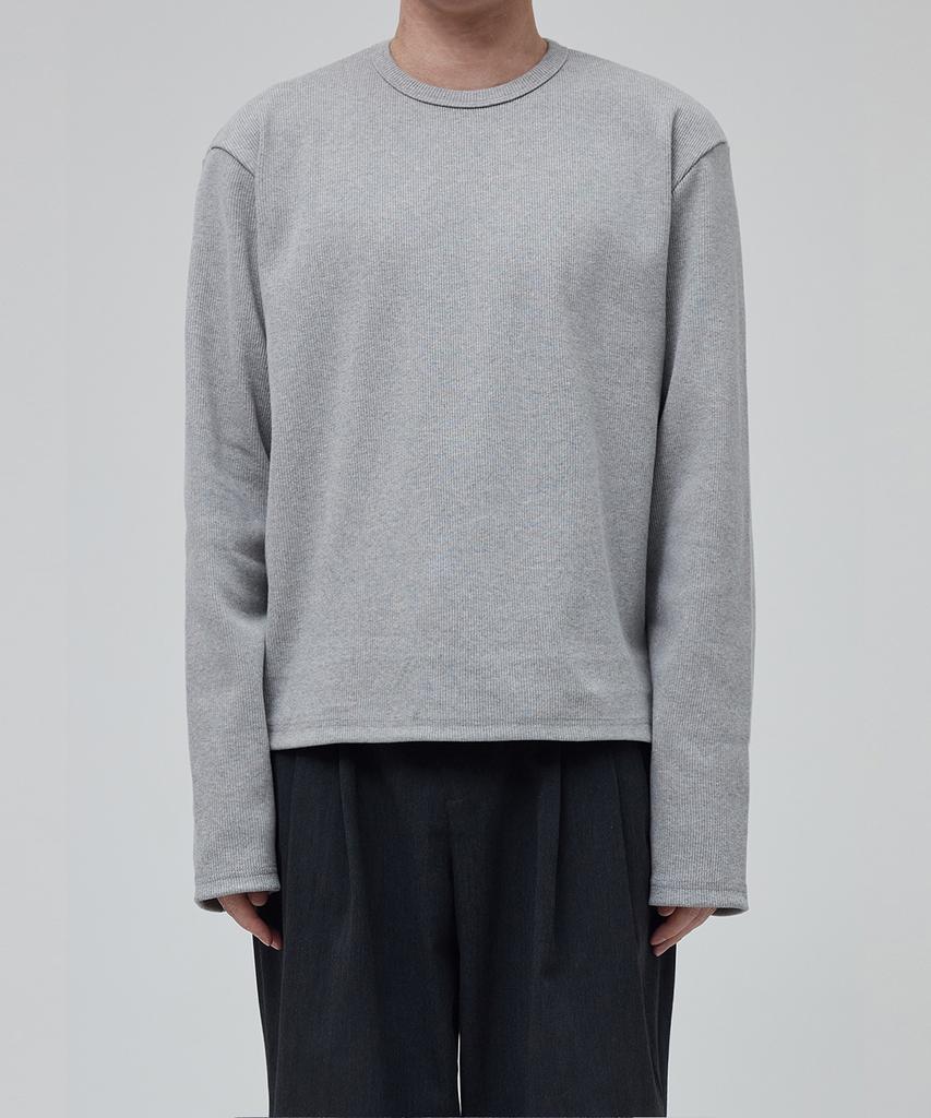 OX STUDIOS Ribbed Crop Long Sleeve (Melange Grey)