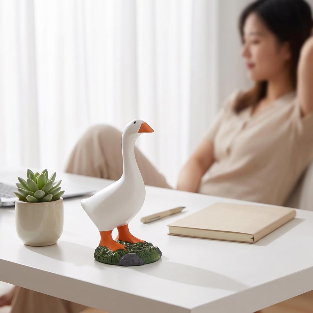 Duck Figurine with Key Hanger Playful Quirky for Shelf