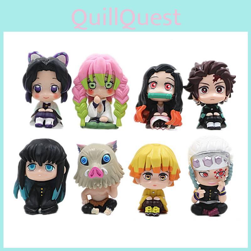 Adorable 8 Piece Q Version Sitting Demon Slayer Nezuko Toy Doll Capsule Figures Collection