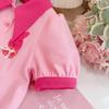 Girls Dress Short Sleeve Princess Style Solid Color Bow A-line Skirt Kids 8-16 Years