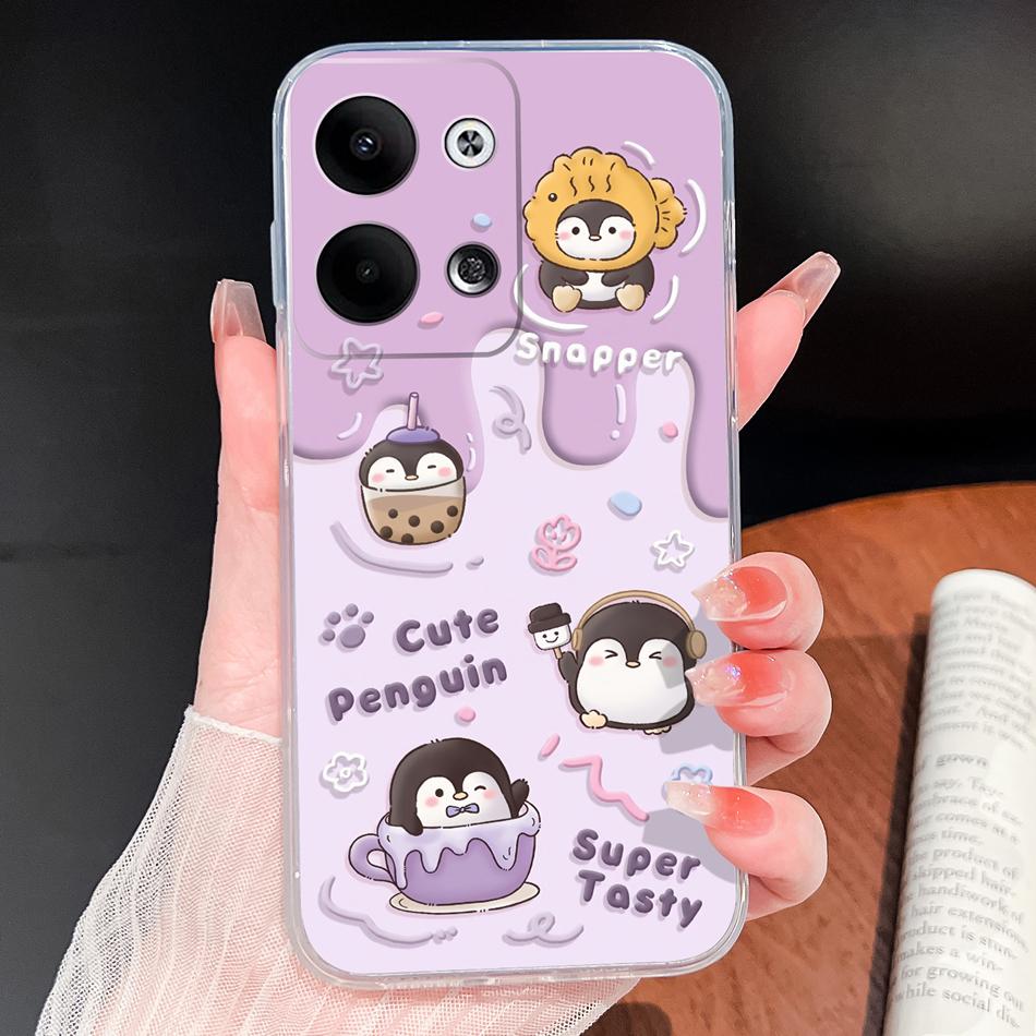 For Oppo Reno 9 Pro Plus 5G Phone Case Lovely Cartoon Soft TPU Transparent Silicone Lightweight Back Cover For Oppo Reno9 Funda