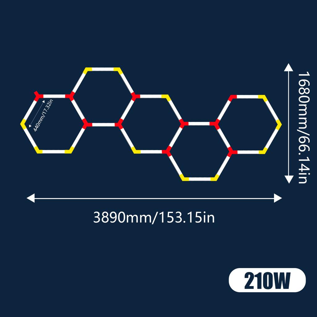 440mm Hexagonal 85-265V Garage Light Honeycomb Light Car Wash Shop Ceiling Film Car Beauty Workstation Light