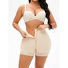 High Waist Zipper Tummy Control Shaper Shorts With Lace Trim