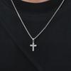 Punk Small Cross Necklace for Men Boys,Hip Hop Pendant Necklace with 50cm Stainless Steel Square Box Chain Gifts