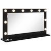 Black Washbasin Mirror with Oak Effect 80 X 45 X 18 Cm