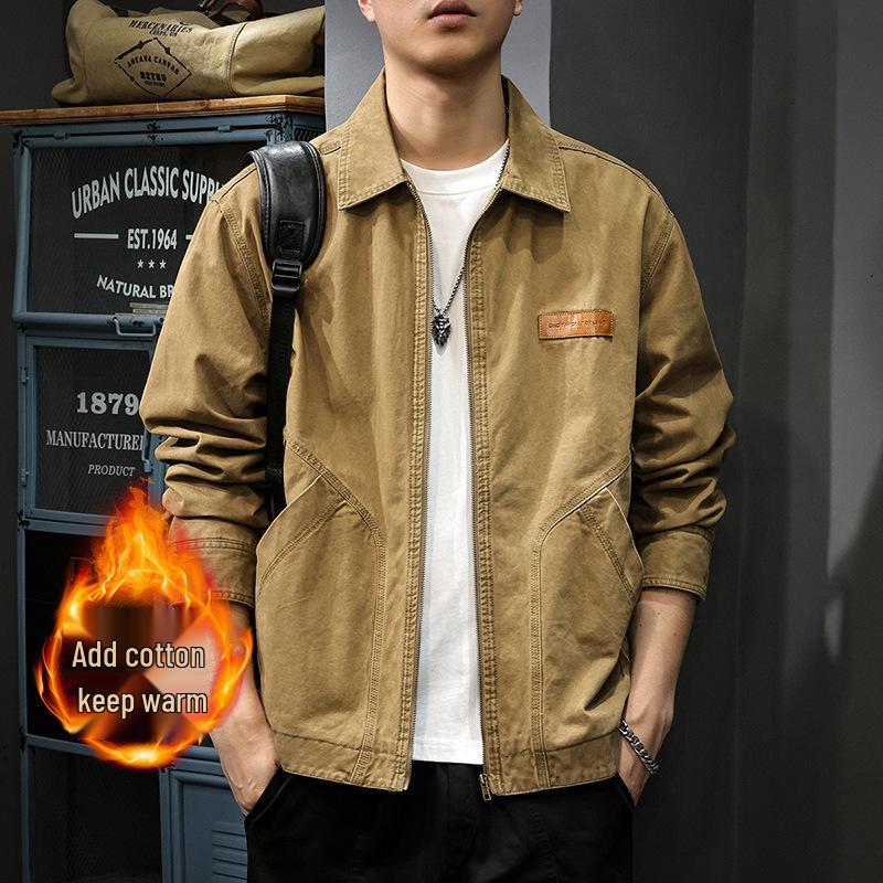2025 Men's Casual Lapel Jacket: Handsome Detroit Workwear Coat for Spring and Autumn