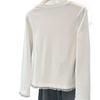 Women's Slim Fit Thermal White Lace Long Sleeve Top - Korean Style for Autumn/Winter