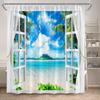 Hawaii Beach Shower Curtain Tropical Palm Leaves Blue Ocean Summer Holiday Nature Scenery Bathroom Curtains Polyester Home Decor