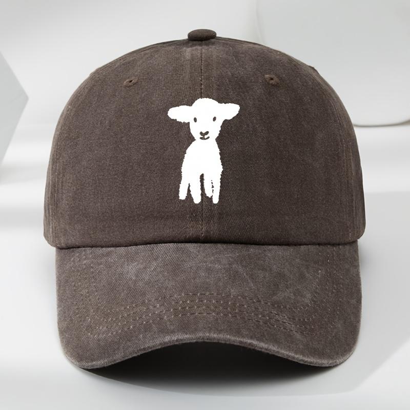 Cartoon-Ziegen-Print, gewaschene Baseballkappe für Herren für den Außenbereich, getragene Schirmmütze, Sport- und Freizeit-Sonnenhut