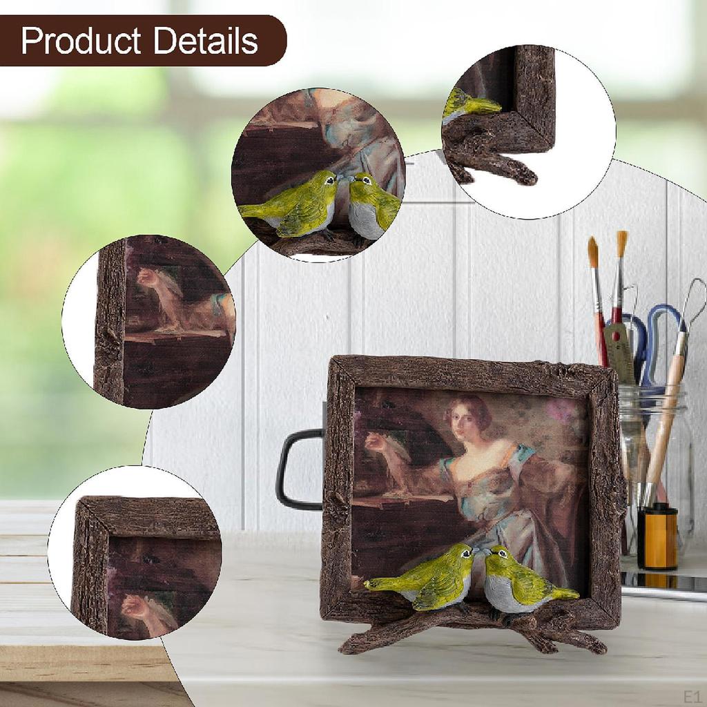 Bird Picture Frame,Card Holder Ornate Ornament Decorative Display Resin Photo Frame for Graduation