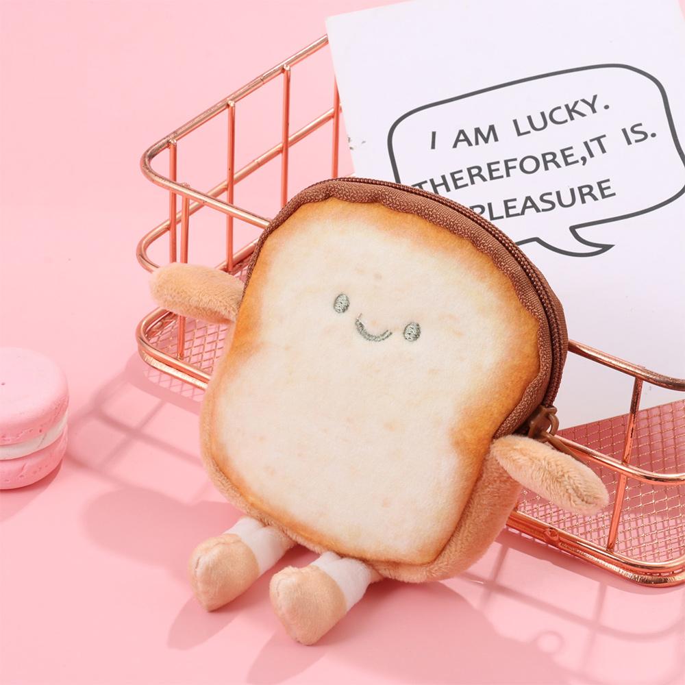 New Cartoon Toast Coin Purse Bread Lightweight Earphone Bag Portable Mini Makeup Bag Girl