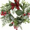 Artificial Pinecone Wreath Holiday Red Berry Garland Decorative Table Wreath Classic Christmas Wreath For Dining Table Candle