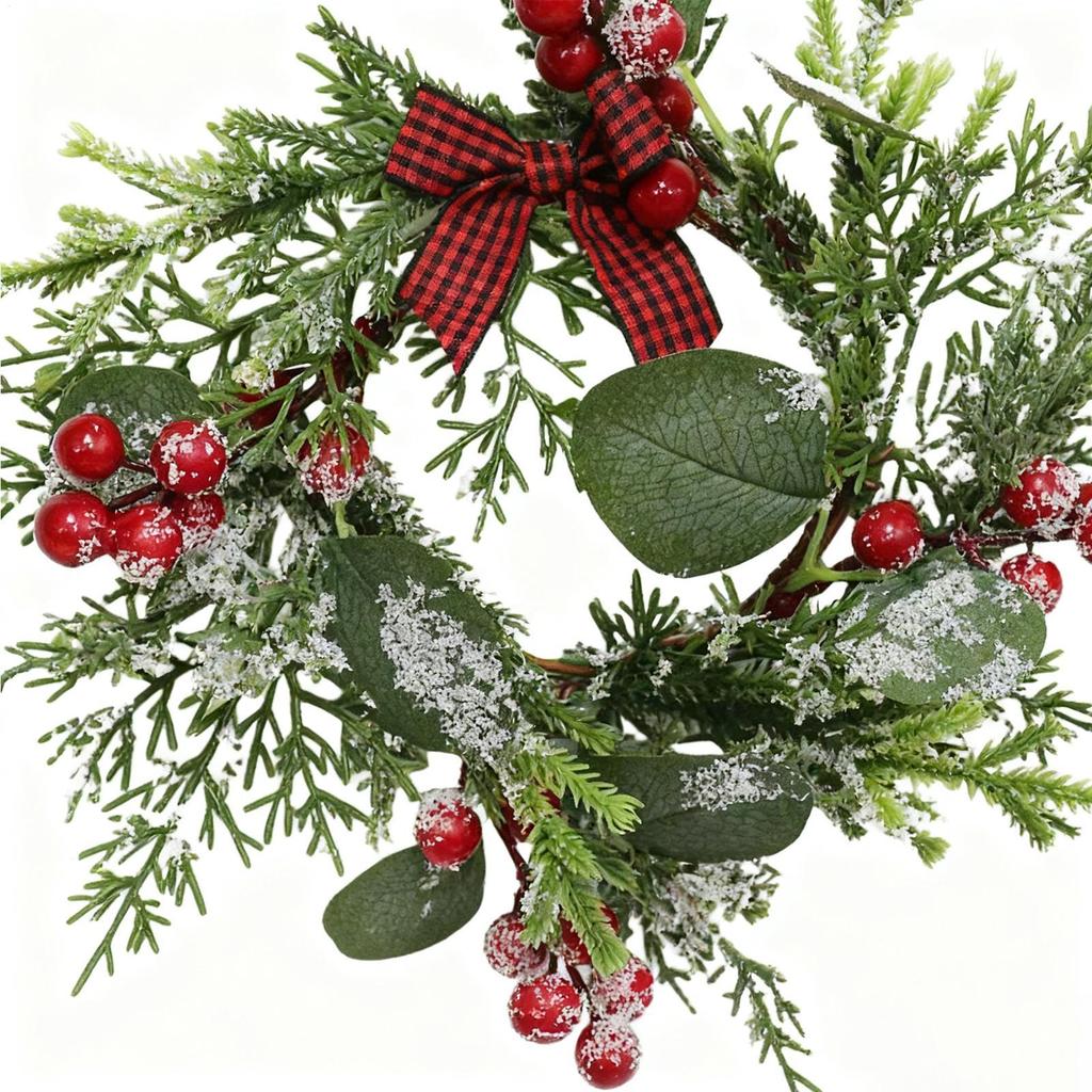 Artificial Pinecone Wreath Holiday Red Berry Garland Decorative Table Wreath Classic Christmas Wreath For Dining Table Candle