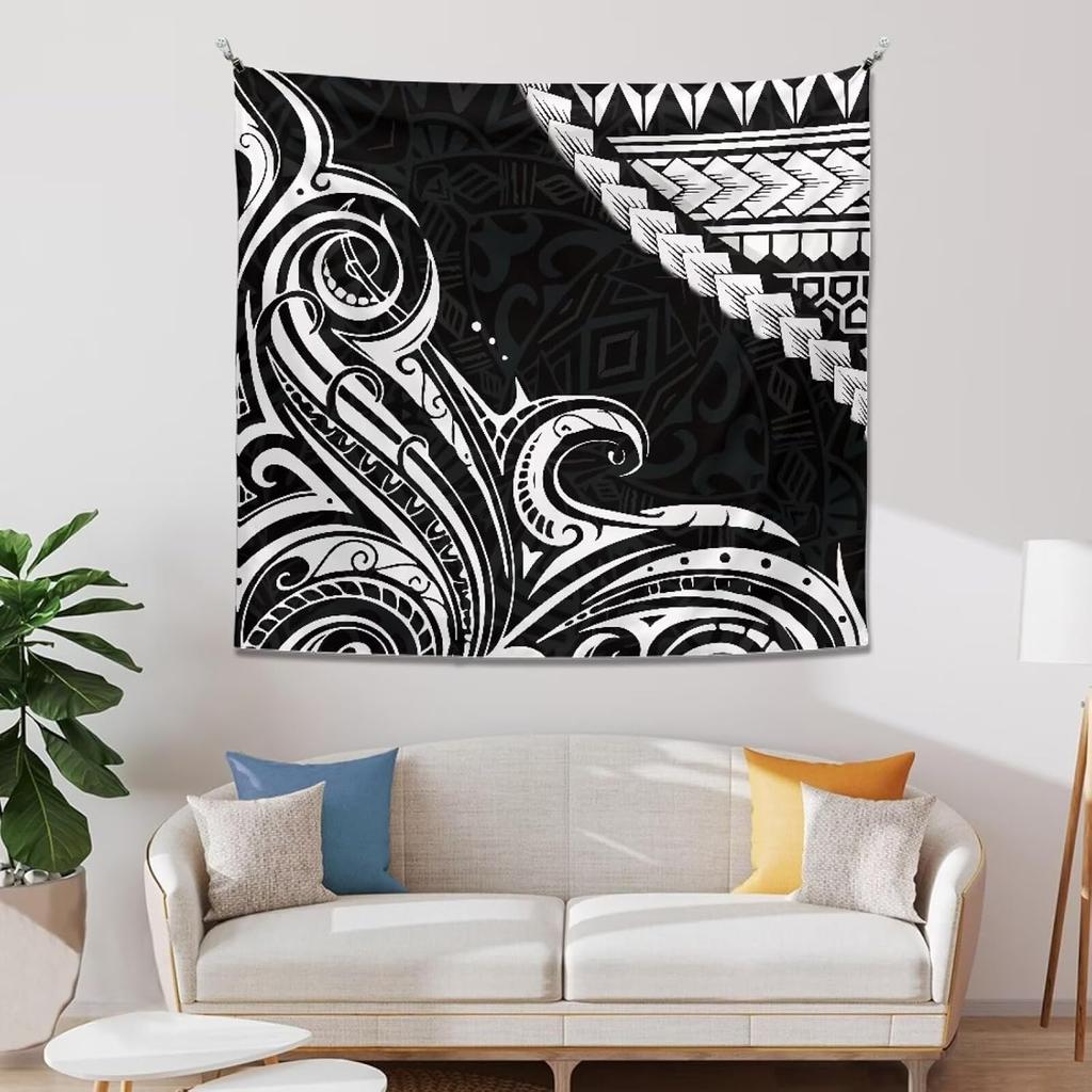 Polynesian Turtles Tapestry, Hawaiian Tribal Tattoo Hibiscus Print Wall Tapestry Tapestry Wall Hanging, Tapestry Aesthetics For