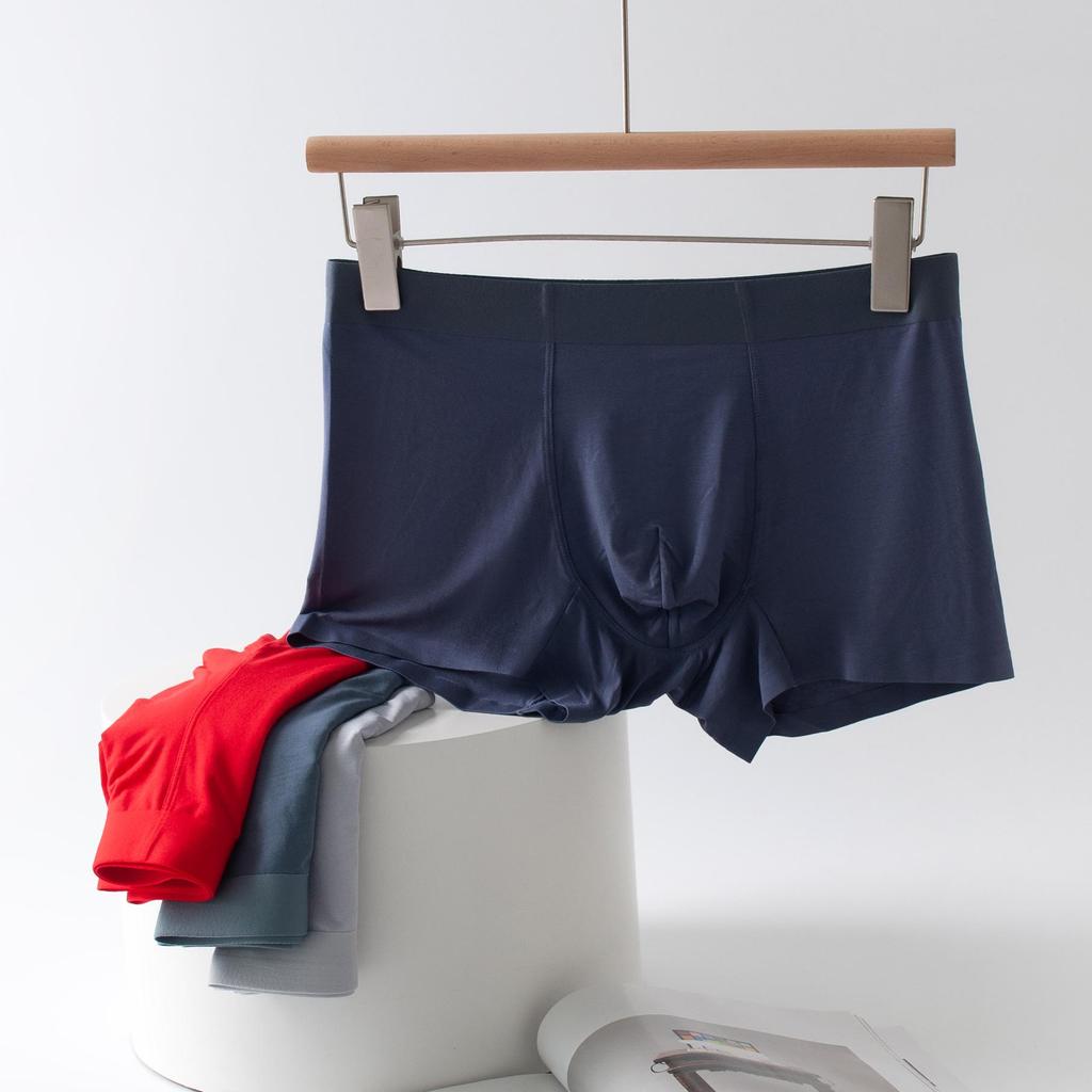 Herren Nahtlose Boxer Briefs: Maulbeerseide & Modal, Mittelhohe Taille, Unifarben