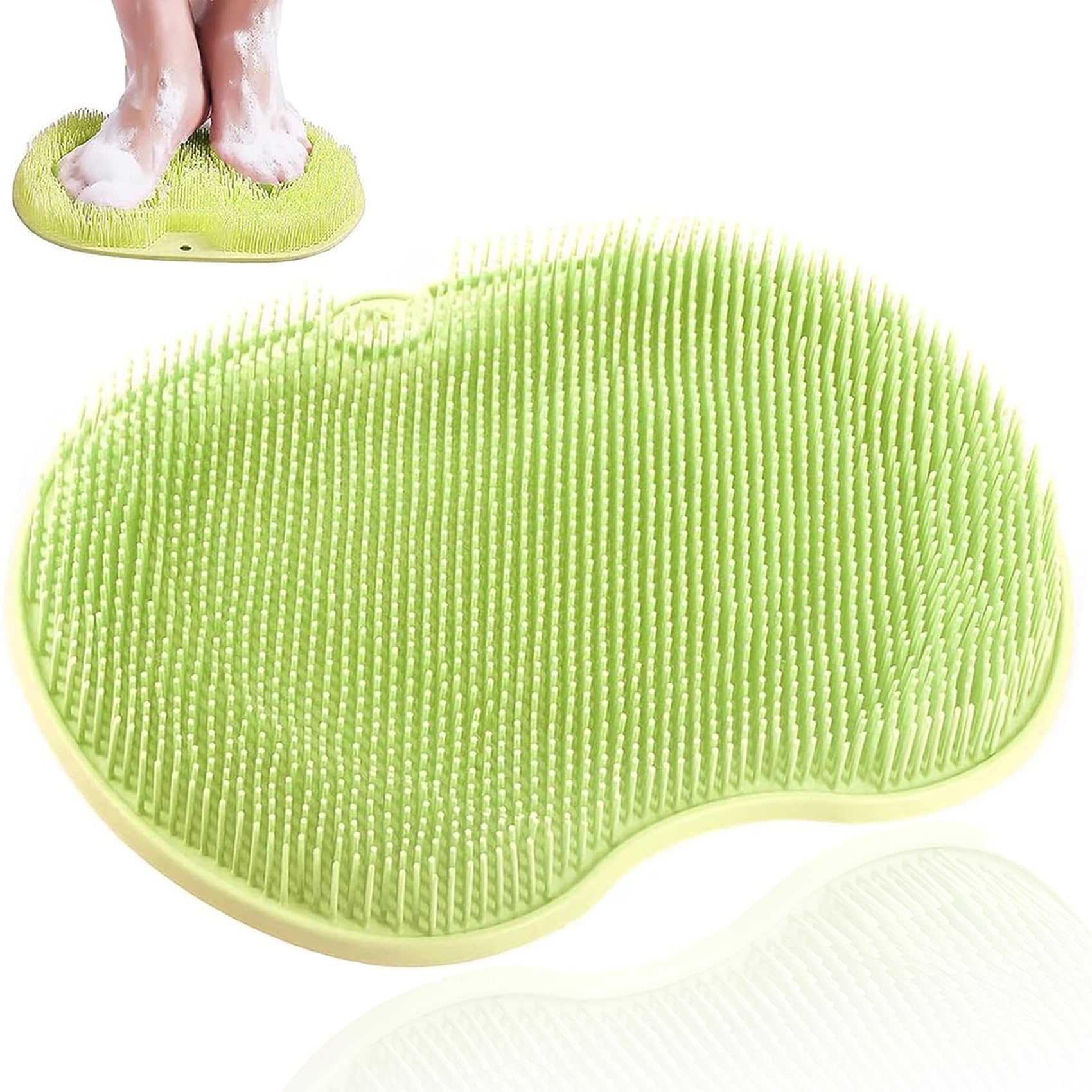 

OKAWASI Коврик для мытья ног с присосками Мягкий силиконовый Стимулирует кровообращение Коврик для ванночки для ног для ванной комнаты Щетка, Присоски, Отшелушивающий, Щетка, Кровообращение, зелёный