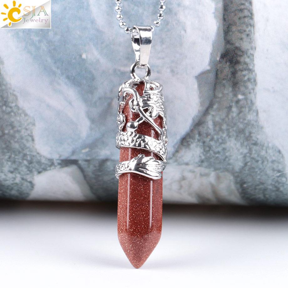 Dragon Crystals Necklace Stone Quartz Necklaces Natural Crystal Pendant Hexagonal Pendant Amethysts Jewelry for Women Men E853