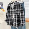 Plaid shirt women's spring and autumn new American loose trend fashion retro ruffian handsome design long-sleeved top jacket