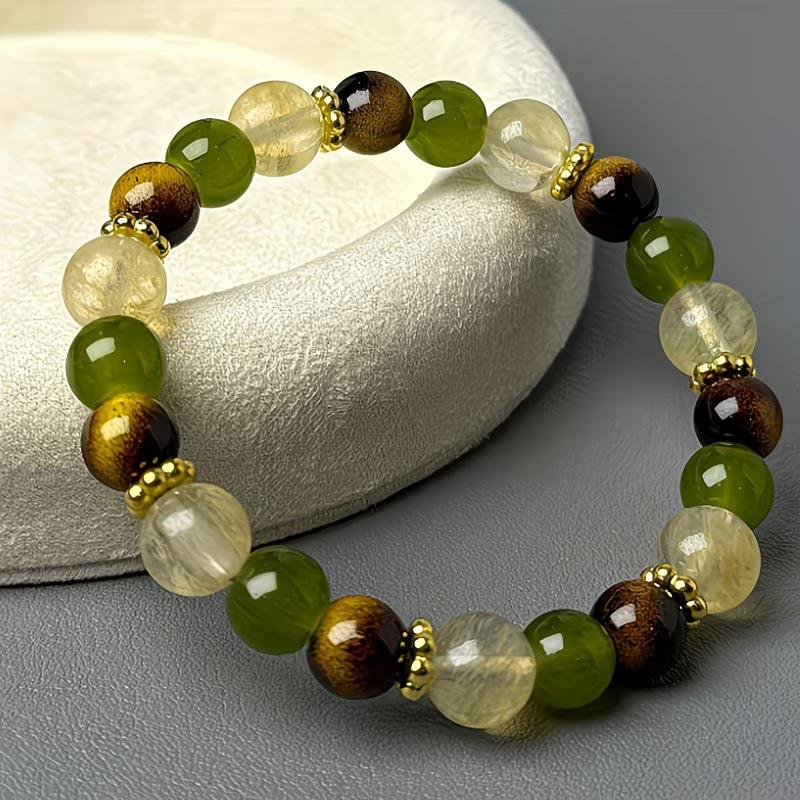 Natural Tiger's Eye & Citrine (Green Treasure) Beads with 8mm Stone Beads,Natural Gift
